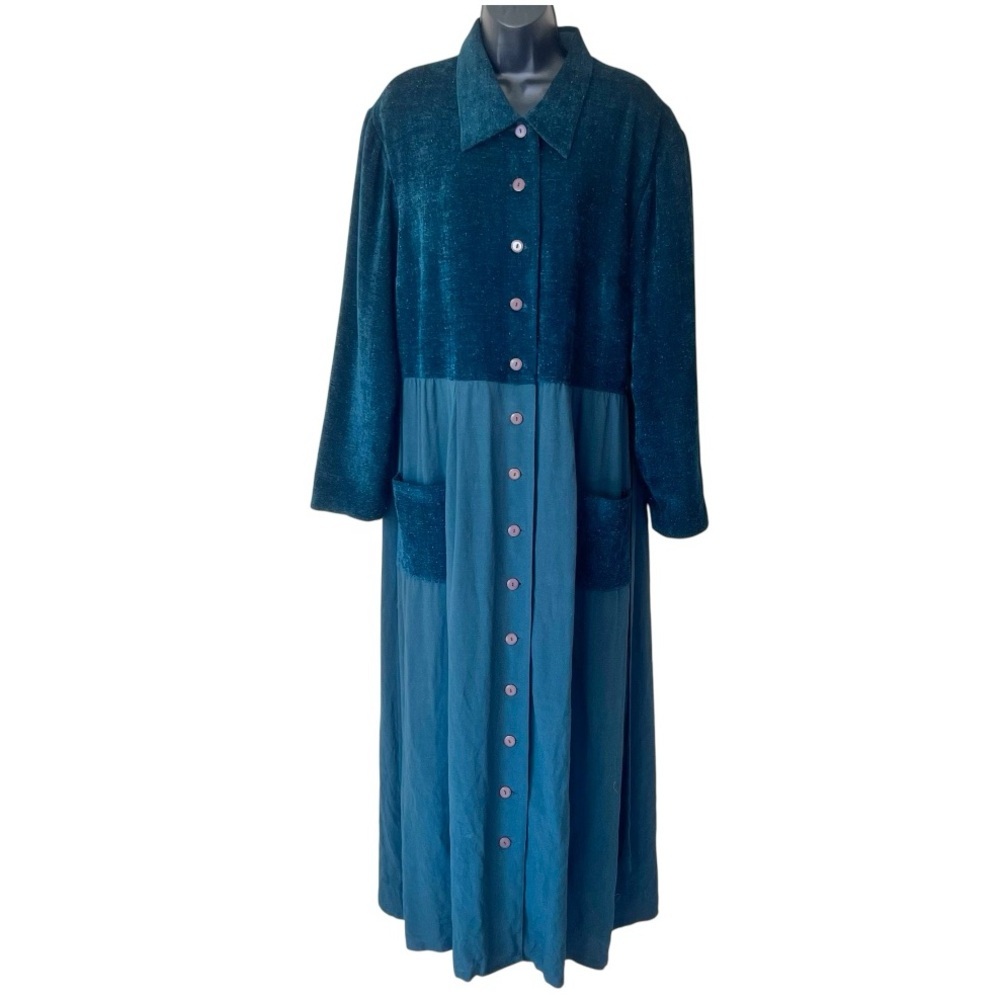Vintage Jessica Howard Woman Button Down Maxi Shirt Dress